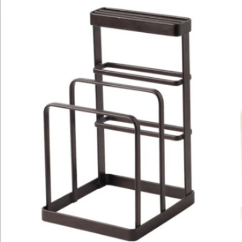 Wrought Iron Kitchen Tool Knife Storage Rack Drain Rack Kitchen Cutting Board Storage Rack Vertical Tool Holder Black