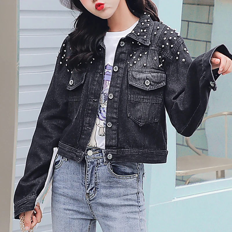 Черные тонкие модные женские джинсовые пальто Топ с отложным воротником и