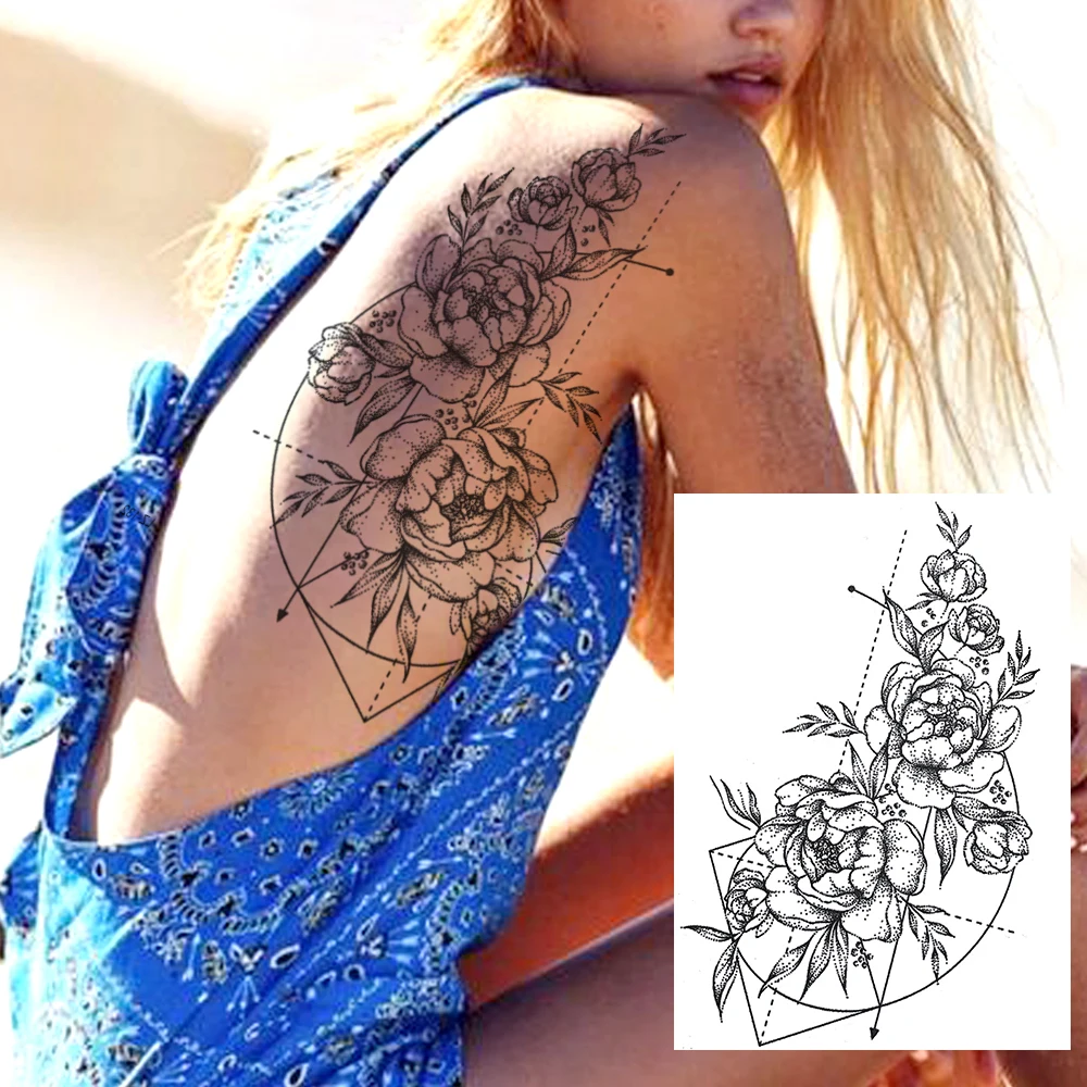 Реалистичные сексуальные пионы, временные татуировки для женщин, взрослых, цветок, на руку, татуировки, наклейки, водонепроницаемые, поддельные, цветочные, Bloosom, тело, ноги, искусство, татуировки - Цвет: GLZ132