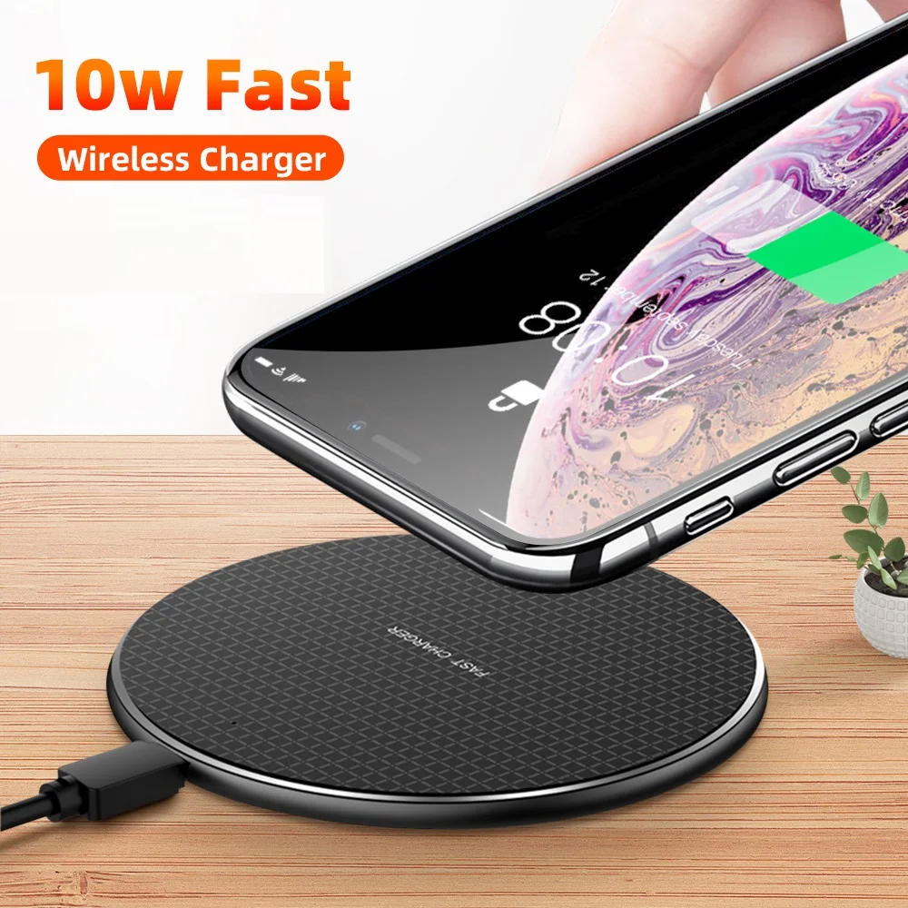 

10W Qi Wireless Phone Charger For iPhone X XS Max Wireless Fast Charging Adapter Phone Charger Wireless Pad For Samsung Huawei