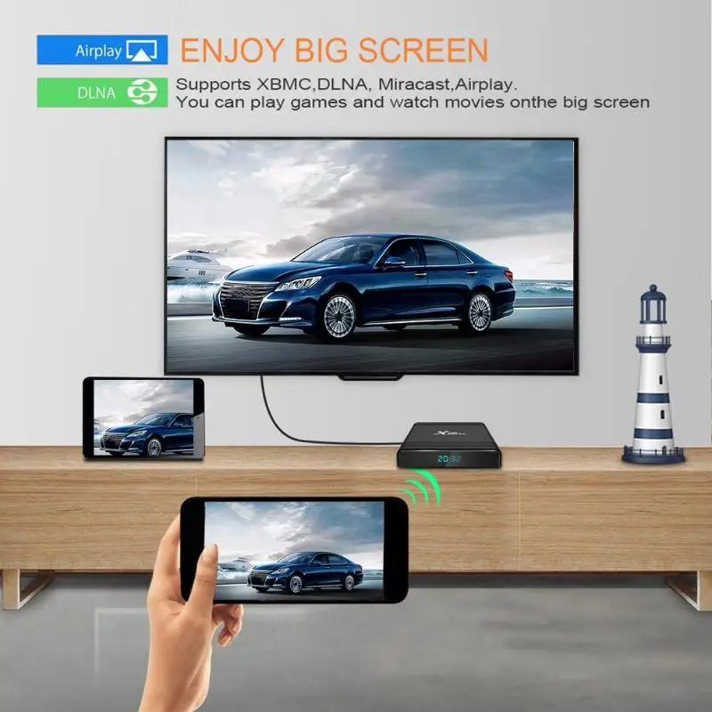Прочная приставка Классическая нежная текстура X96 Air A tv Android 9,0 Smart tv box S905X3 четырехъядерный 2G+ 16G wifi медиаплеер