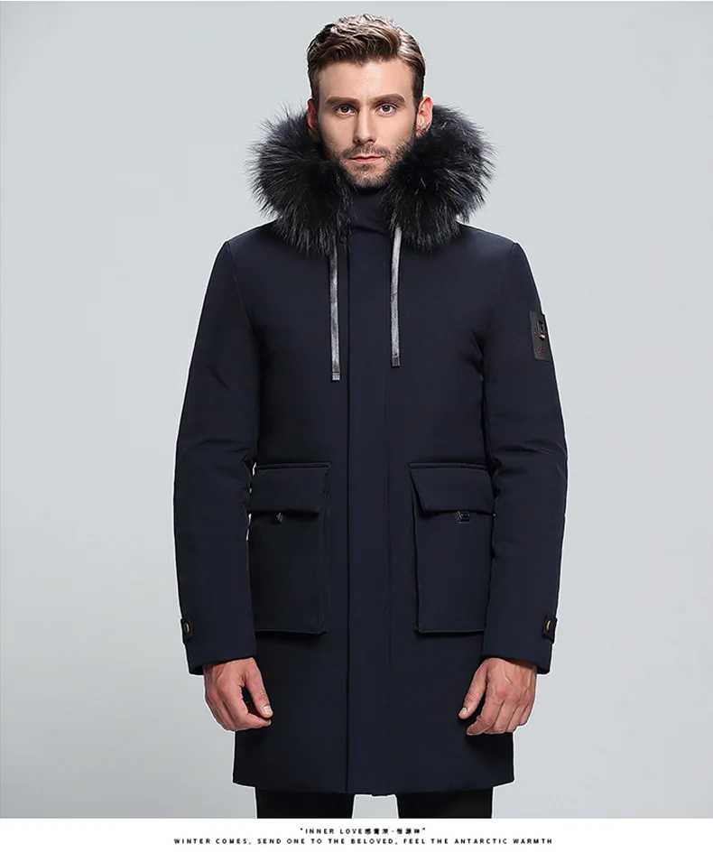 Новое поступление, брендовый мужской пуховик, зимнее пальто, натуральный мех, с капюшоном, утолщенная, теплая, Мужская парка, для бега, спортивный костюм, повседневная верхняя одежда