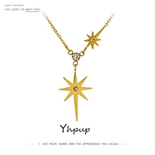 Женское колье с подвеской Yhpup kpop CZ North Star из нержавеющей стали