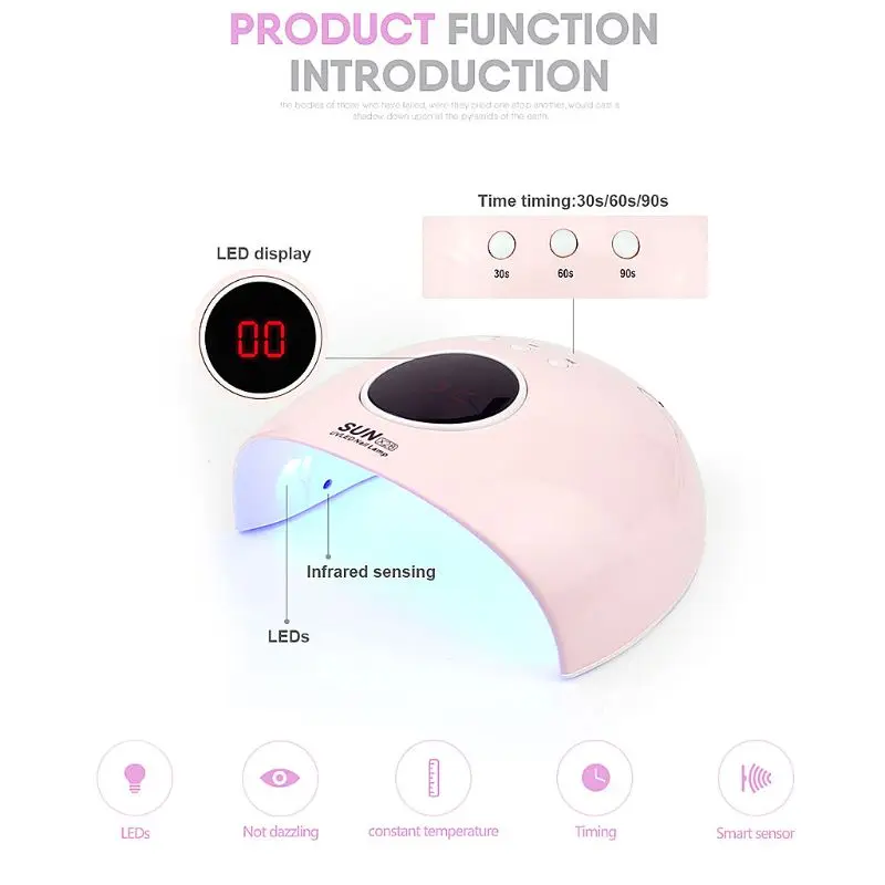 ABS Nail Lamp New 36W Induction Smart LED UV Phototherapy Light Therapy Machine Nails Dryer 190 x 180 x 80 mm