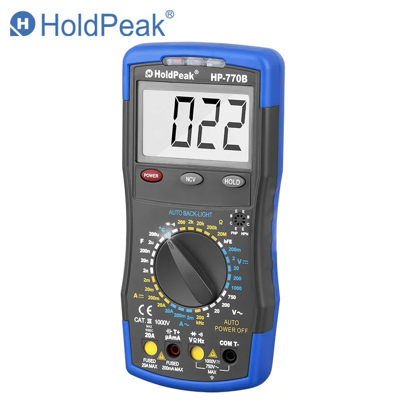 

Multimetro HoldPeak HP-770B NCV Digital Multimeter Feature And Frequency/Dide/hFE Test