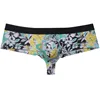 4PCS Mens Flowery Bulge Boxer Underwear Shiny 1/2 Coverage Cheeky Pouch Trunks Hot Bikini Boxers Shorts 5