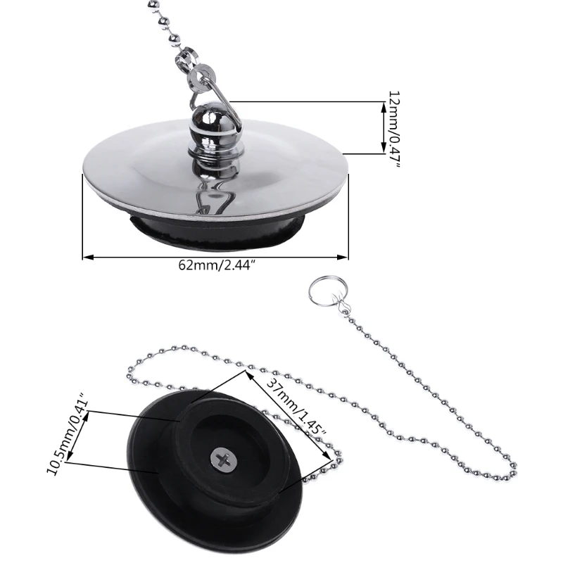 Bathtub Drain Plug With Chain Sink Basin Water Stopper For Bathroom