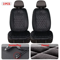Deluxe Heated Car Seat Cushion with Rapid Heating and Thick Padding (2Pcs Flannel Double)
