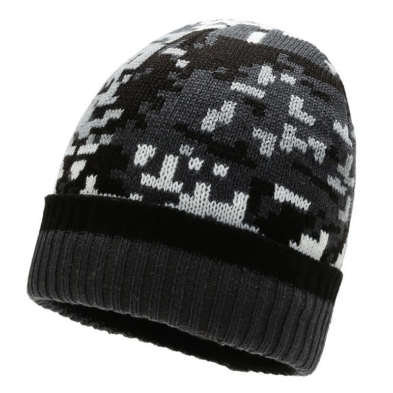 Новинка, зимняя эластичная трикотажная облегающая Шапка-бини, камуфляжная шапка с толстой плюшевой подкладкой, теплая вязаная шапка для катания на лыжах Beanies518 - Цвет: XW0931QH