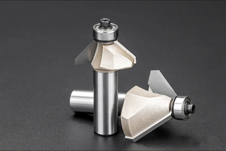 LIDIAO 1 шт. 1/2 ''деревообрабатывающий фреза 45 ° фаска бит с подшипником конической фрезы для дерева Концевая фреза для обрезки машины