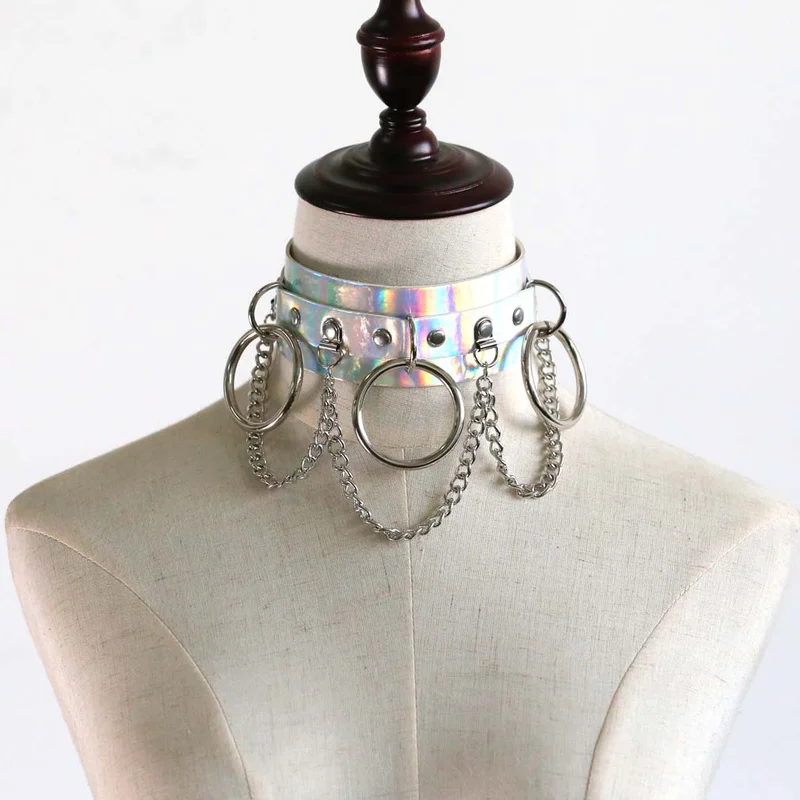 WEITING Punk Halsband Grün - Gothic Choker Mit Lederoptik, Veganer Schmuck Für Harajuku Style