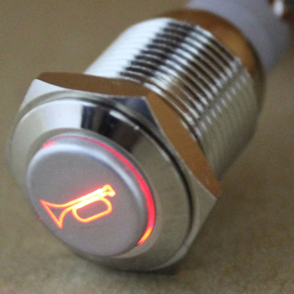 12V 16mm Metal Momentary Car LED Power Push Button Horn Engine Start Switch