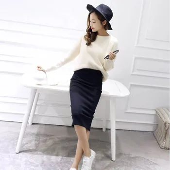 

2019 new modelsFashion Autumn Winter s Sexy Chic Pencil s Women Wool Rib Knit Long Package Hip Split Waistskirt
