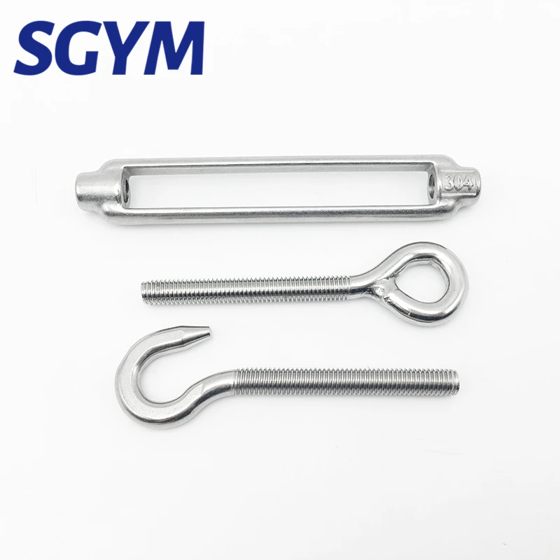 Chain Rigging Hooks 1Pcs M4 M5 M6 M8 M10 Stainless Steel 304 Adjust Chain Rigging Hooks & Eye Turnbuckle Wire Rope Tension Device Line Oc Oo Cc Type
