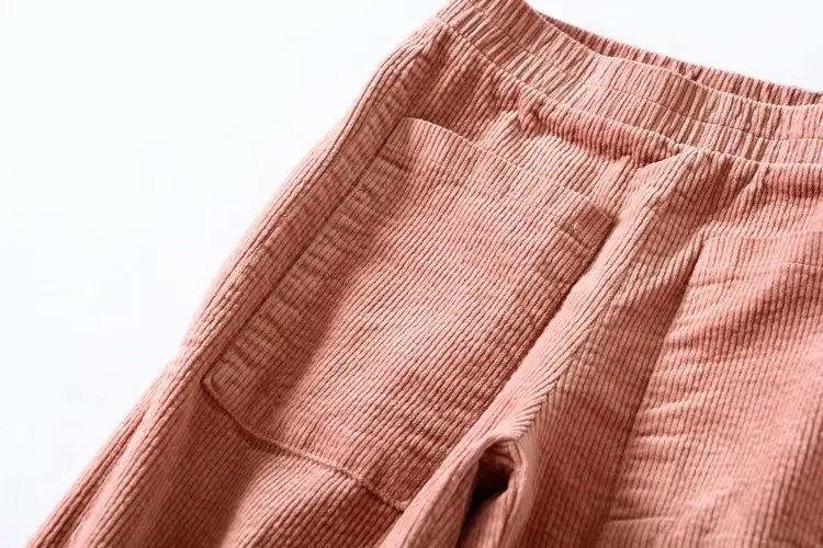Розовые вельветовые штаны, свободные, широкие, женские брюки, Осень-зима, штаны для отдыха размера плюс 3XL, уличная одежда
