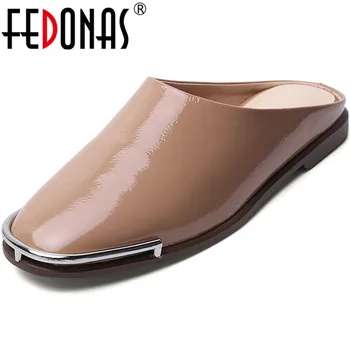 

FEDONAS New Arrival Women Concise Round Toe Shoes Spring Summer Metal Decoration Classic Pumps Patent Leather Shoes Woman