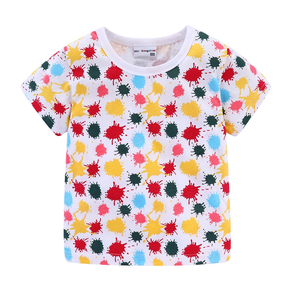 Футболки для маленьких мальчиков и девочек LittleSpring красивые летние топы с круглым
