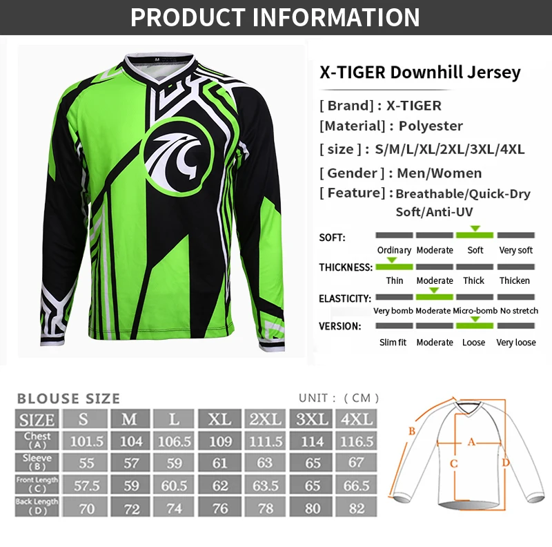 X-Tiger Bike DH рубашка с длинными рукавами нижние трикотажные изделия рубашка для горного велосипеда спортивная одежда полиэстер майки для велоспорта