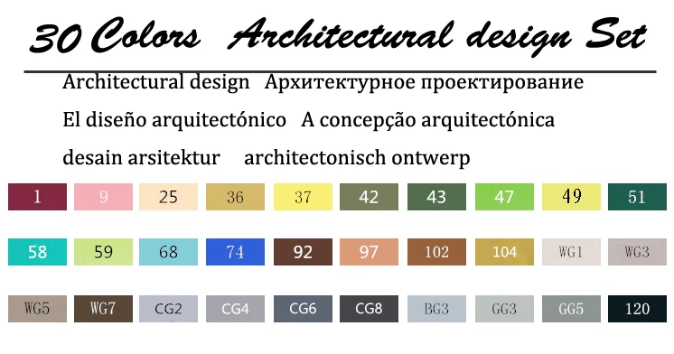 30 Architectural Set TouchFIVE 30/40/60/80/168 Цвет маркер для рисования набор двойной головой художественный эскиз жирной на спиртовой основе маркеры для анимации Manga - Цвет: 30 Architectural Set