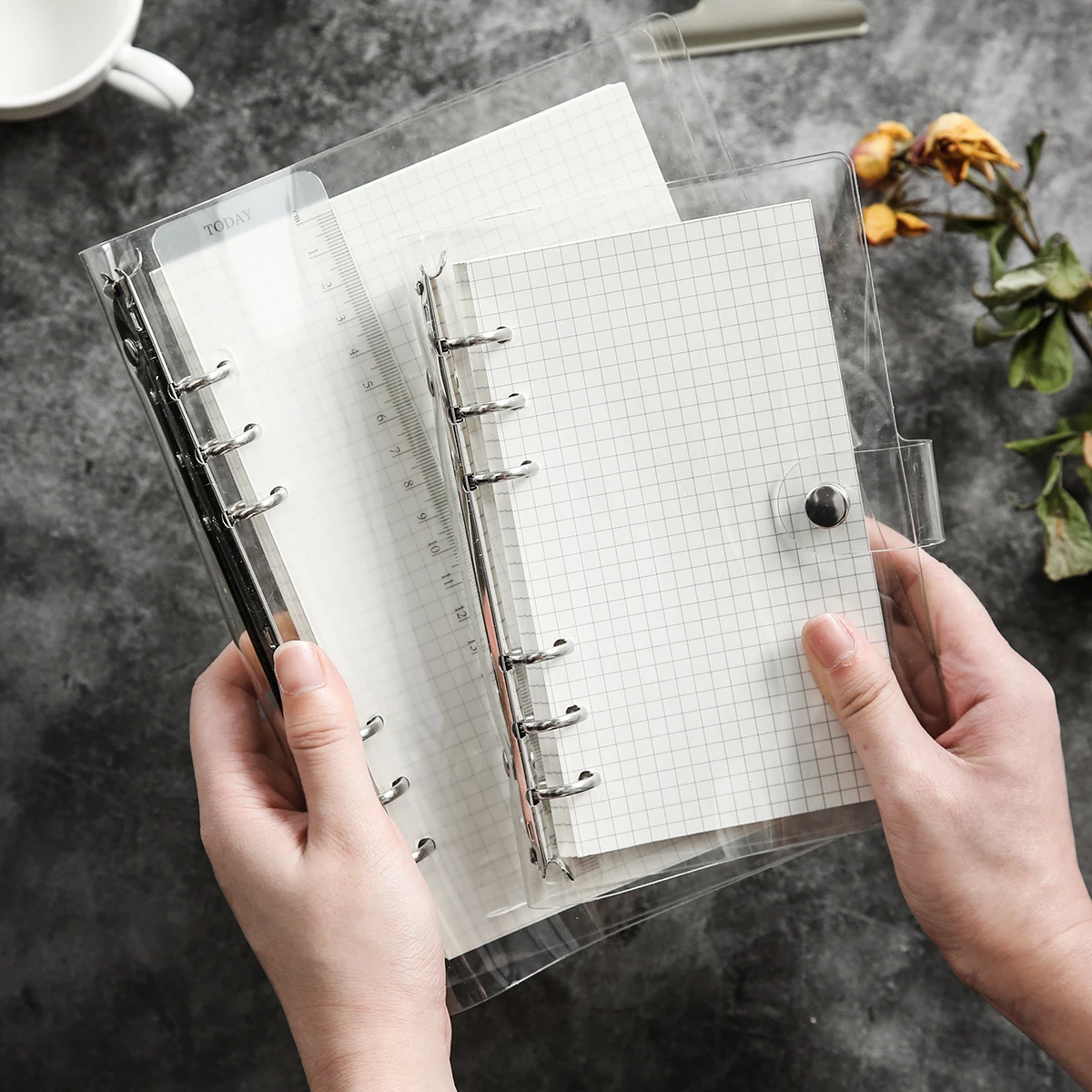 

PVC Simple Transparent Loop Paper with Travel Loop Paper Set Student's Handbook Notebook MUJI Notebook
