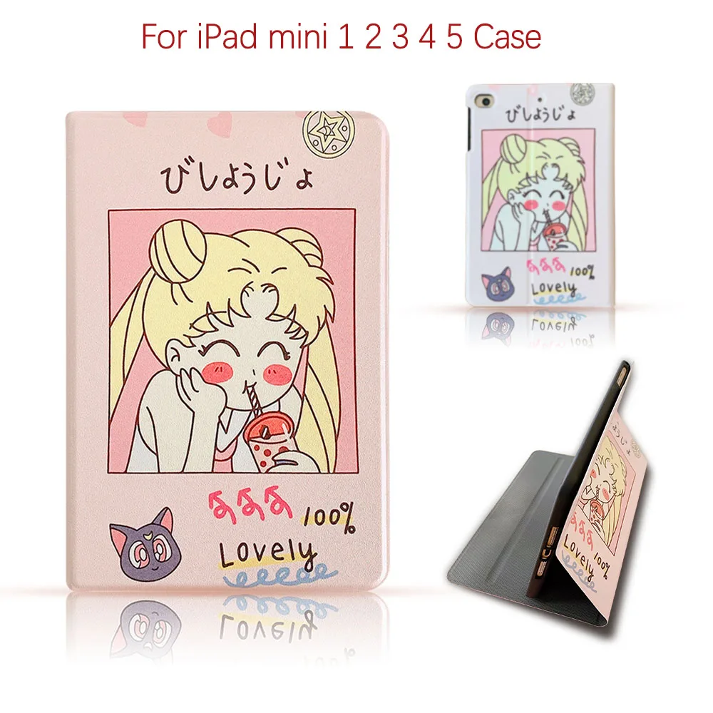 

Japanese Cartoon Case For iPad Mini 1 2 3 4 5 Tablet Cover Auto Sleep Wake Cover For iPad Mini 5 Case