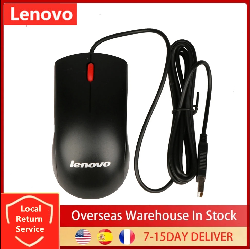 Lenovo-ratón con cable USB M120, 1000dpi, para ordenador de escritorio, Notebook, oficina, barra de Internet