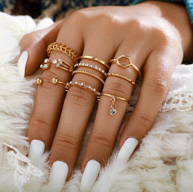 Bohemian Matching Rings for Women Anillos Jewelry Sets Gold Bague Femme Christmas Ring Set Ringen Fashion Teen Girls