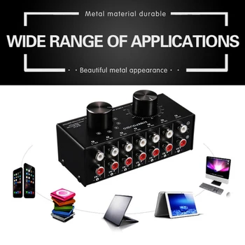 

113x50x38mm 6 Input 1 Output Audio Signal Source Switcher Splitter Speaker Selector Adjustment Control RCA Port