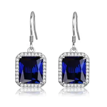 

925 Sterling Silver Earrings For Women Sparkling Luxury Diamond Blue Sapphire Drop Earrings Wedding Engagement Fine Jewelry New