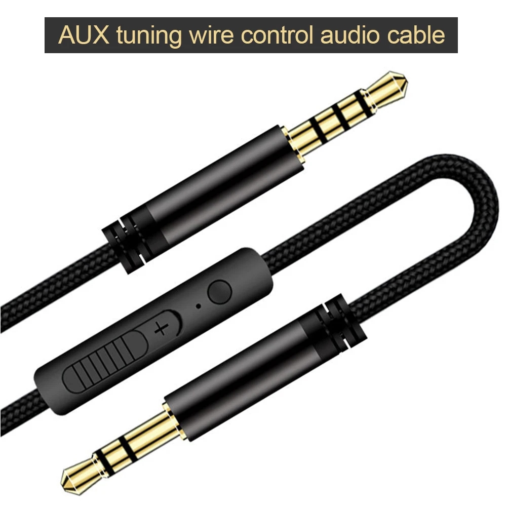 Aux Cable Male to Male with Mic to volume control for Headphone Car