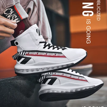 

M- High-top air-cushion shoes trendy cool casual personality color matching fashion platform lace-up round head tide shoes