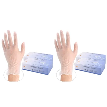 

200 Pcs Disposable Industrial Vinyl Gloves- Multi Purpose, PVC Transparent Cleaning Health Gloves,100 Pcs L & 100 Pcs M