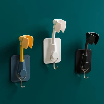 

Multifunctional universal adjustable shower frame with hooks for bathroom free perforation and traceless pasting shower
