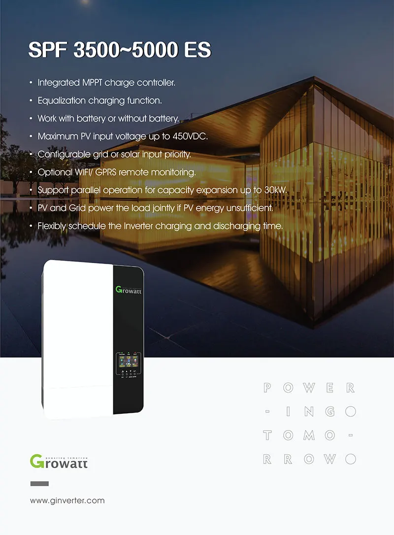 Growatt Solar Off Grid Inverter Mppt Controller 5Kw Kva 48V Dc 220/230V Ac Pv Tensione 450V Onda Sinusoidale Pura Spf 3500-5000 Es
