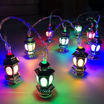 Multicolor Ramadan Eid Mubarak Decoratieve Nieuwigheid Lantaarn Lichtslingers 10/20Leds Sterren Maan Kasteel Moslim Party String Lights
