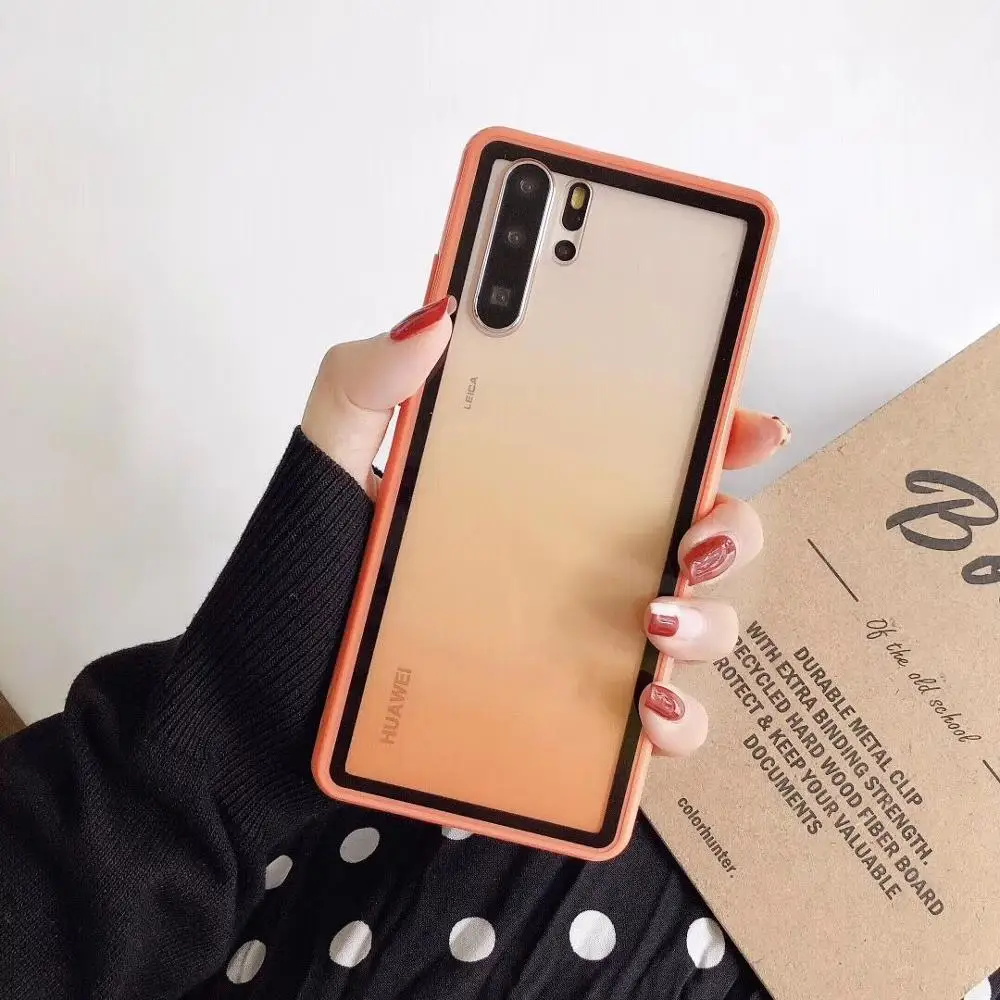 Градиентный телефонный чехол LOVECOM для huawei P30 Lite Pro Nova 5 Pro Honor 10 9 Lite с рамкой ярких цветов, мягкая акриловая задняя крышка для телефона