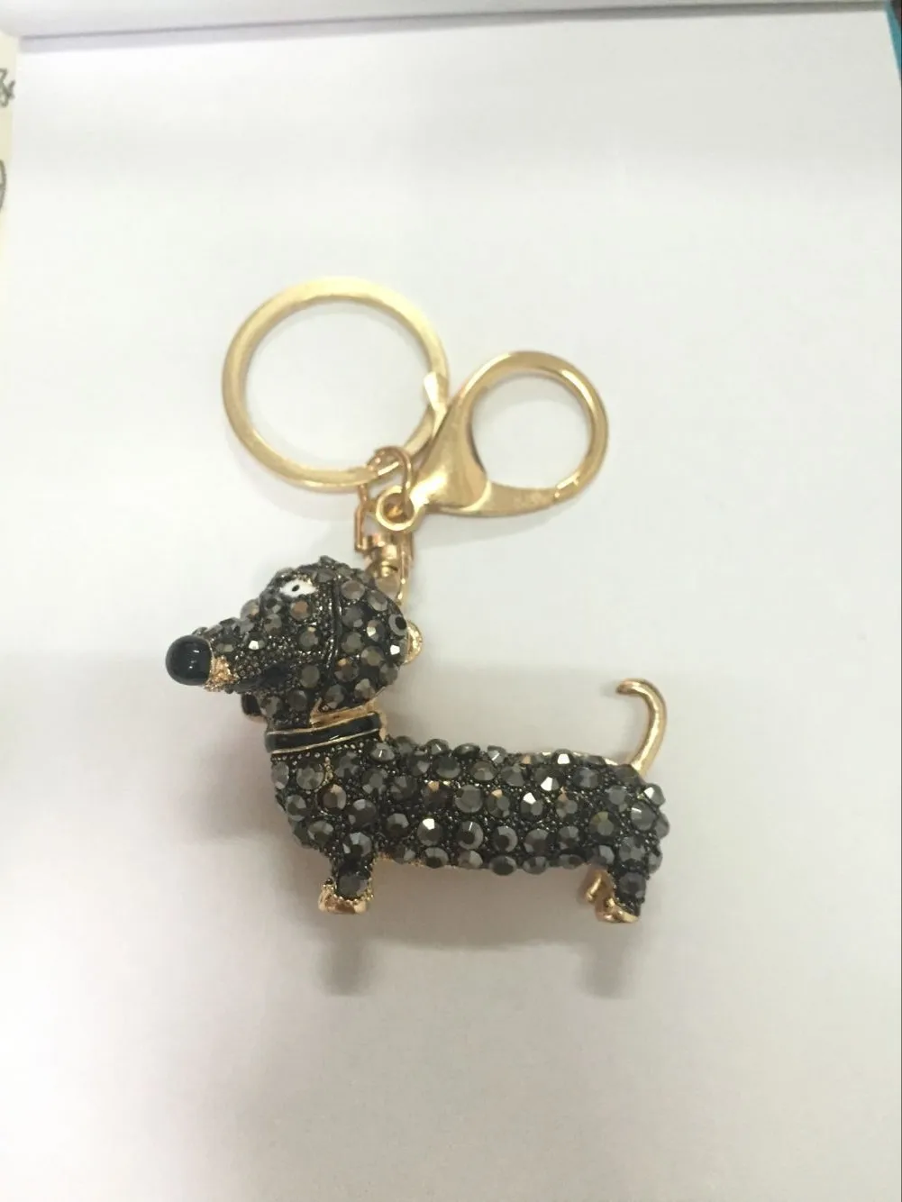 Teckel Sleutelhanger Hond Dog брелок со стразами для женщин милые животные автомобиль