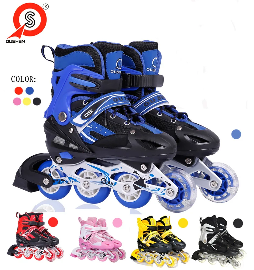 

Manufacturers Direct Selling Pu Single Flash Children Adjustable Men And Women Skates Straight Row Drought Skate Shoes Non-Sheat