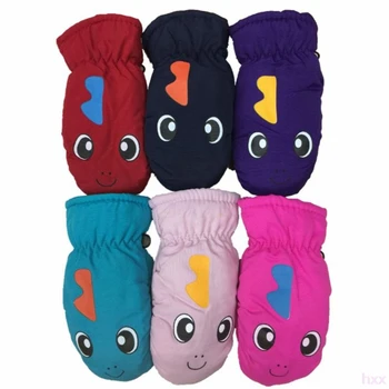 

New Toddler Infant Kids Winter Thick Lined Warm Gloves Cartoon Dinosaur Printed Waterproof Windproof Elastic Cuff Mittens 3-5T