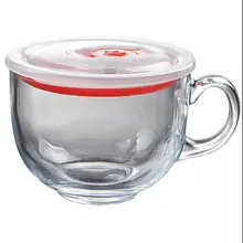 Миска Для овсяной каши, кружка, чашка для завтрака, стеклянный микроволновый покрытый ложкой, портативная большая емкость, японская кофейная десертная чаша Q108