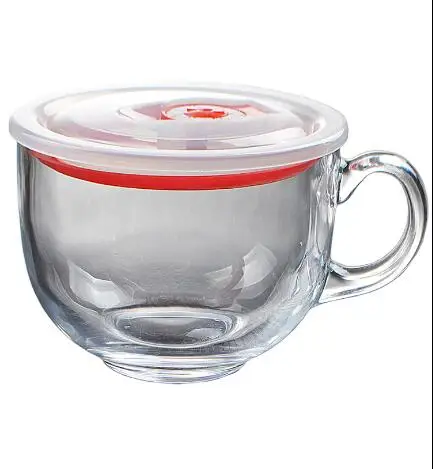 

Oatmeal Bowl Mug Breakfast Cup Glass Microwave Covered Spoon Portable Large Capacity Japanese Coffee Dessert Bowl Q108
