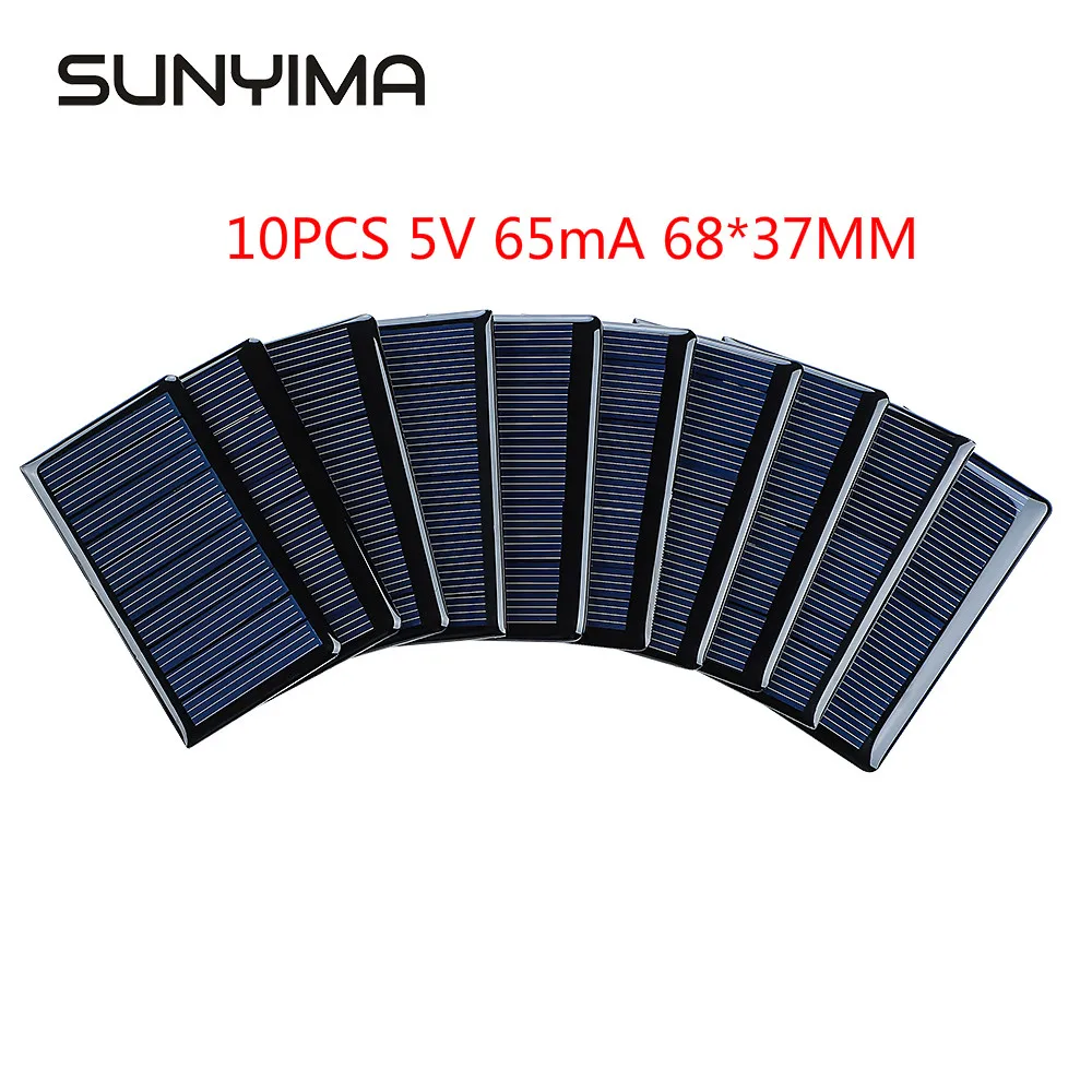 Sunyima 10 Pz 5V 65Ma 68X37Mm Pannelli Solari Policristallino Mini Sunpower Celle Solari Pannello Fotovoltaico Fai Da Te Per Caricabatterie