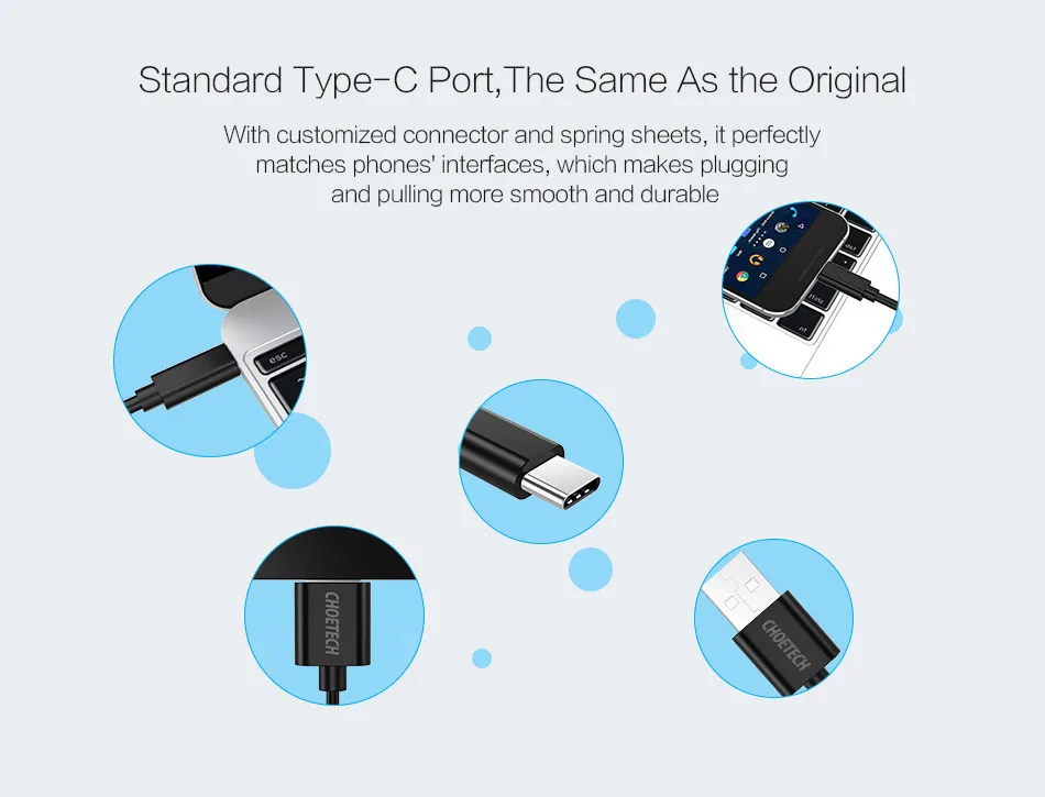 CHOETECH 10 шт. 1 м type C USB кабель для быстрой зарядки данных type-C кабель для Xiaomi Mi5 для samsung S8 для Nexus 5X USB-C кабель для телефона