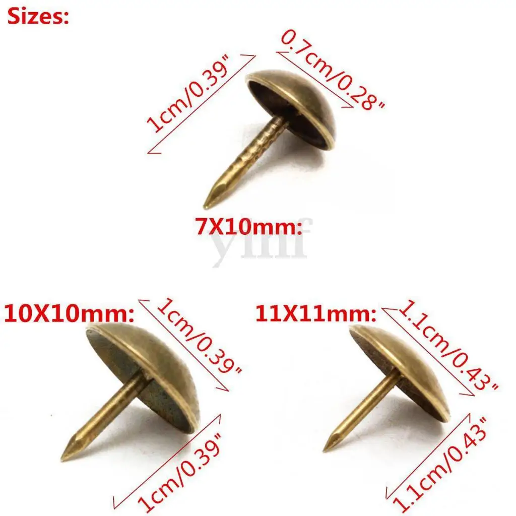 Upholstery Nail Pack of 100Pcs Antique Bronze Upholstery Nails 4 Sizes