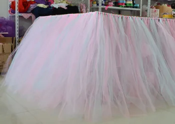 

100*80cm MultiColor Table Skirt Tableware Cloth Wedding Tutu Tulle Table Skirt Baby Shower Party Table Skirting Birthday Party