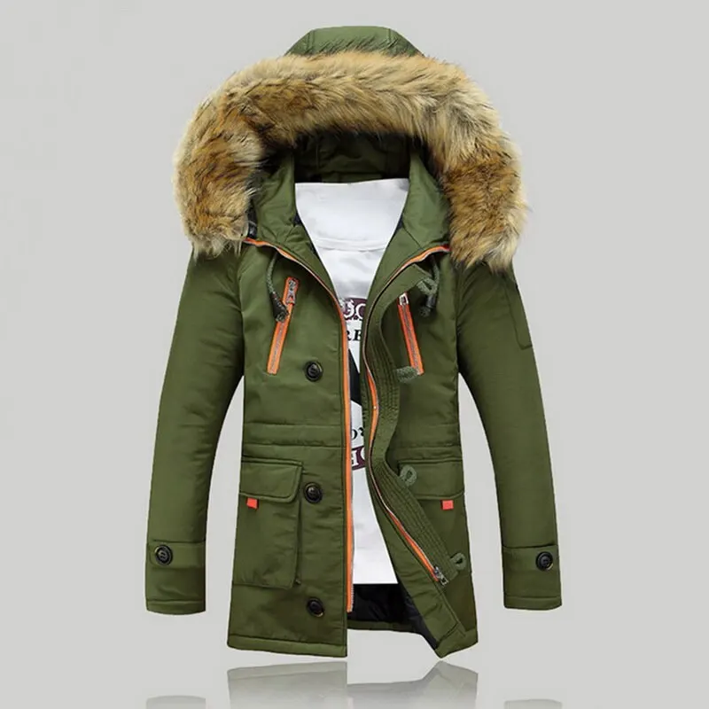 

2019 New Autumn jacket men Casual Warm Parka Men coat Fashion Detachable Fur Hooded Mens Jackets and Coat Veste Homme Plus Size