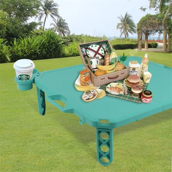 

Multifunction Folding Children Play Table Building Block Kids Learning Study Desk Portable Camping Outdoor Table With Cup Holder