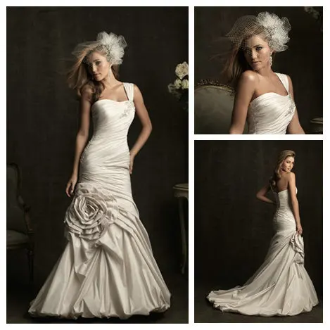 

Sweetheart Taffeta Handmade Flower Bridal gowns One Shoulder Pleat Ruffle for 2018 mother of the bride dresses