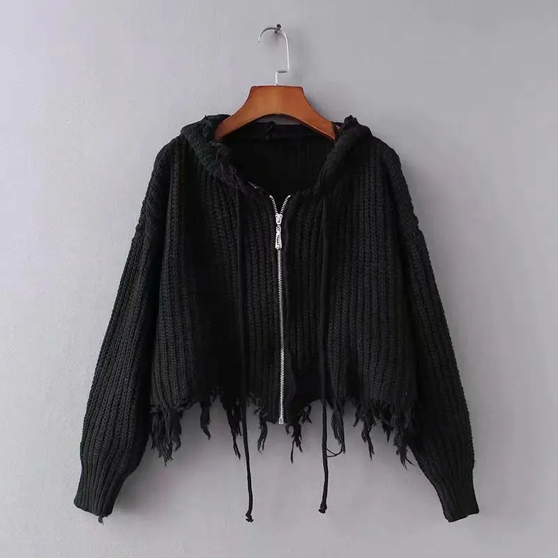 black BTB. WO Укороченный кардиган, свитер, куртка, женские свитера, повседневное однобортное вязаное пальто с длинным рукавом и v-образным вырезом, верхняя одежда - Цвет: black