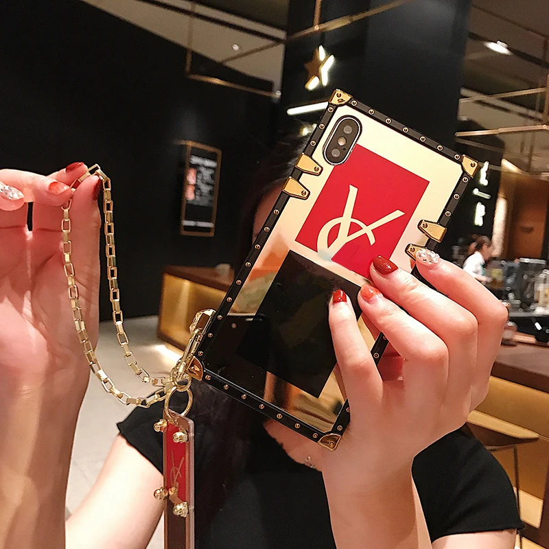 

Luxury Brand Square Phone Case For IPhone 11 12 Mini Pro Max X XR XS MAX 8 Plus Samsung S20 S10 S9 Note 10 9 20 Plus Ultra Cover